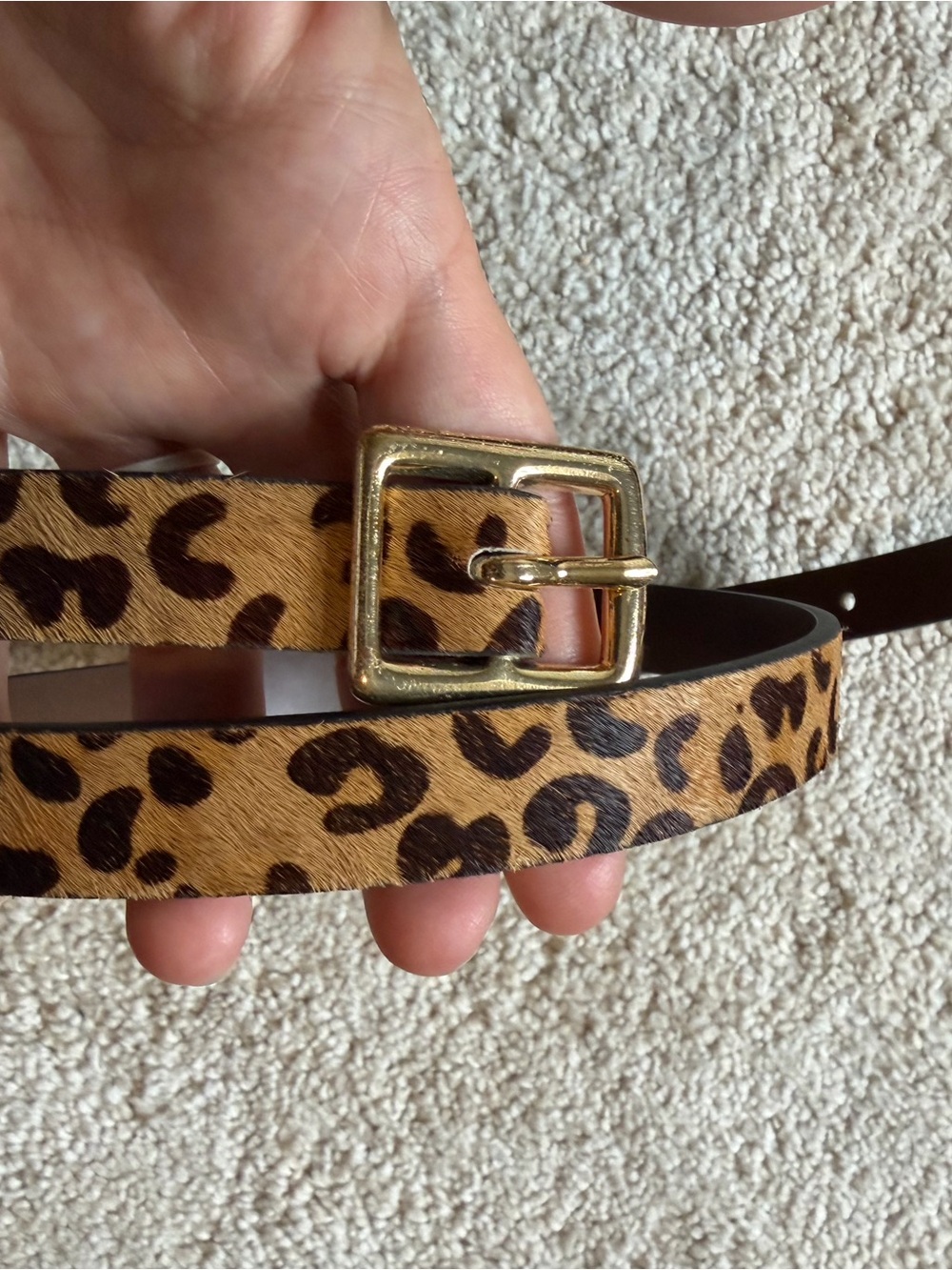 GAP Leopard Print Belt with Gold Buckle